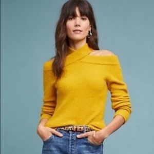 Anthropologie Moth Criss Cross Neck Cut Out Sweater